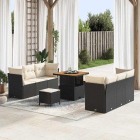 Conjunto de sofá de jardín 9 pcs Negro ratán sintético Conjunto de sofá de jardín 9 pcs Negro ratán sintético