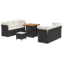 Conjunto de sofá de jardín 9 pcs Negro ratán sintético