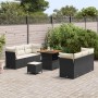 Conjunto de sofá de jardín 9 pcs Negro ratán sintético