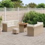 Conjunto de sofá de jardín 9 pcs Beige ratán sintético