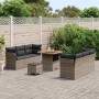 Conjunto de sofá de jardín 9 pcs Gris ratán sintético
