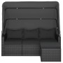 3-Sitzer-Gartensofa mit Markise und schwarzem synthetischem Rattanhocker von vidaXL, Outdoor-Sofas - Ref: Foro24-362334, Prei...