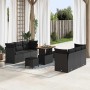 Conjunto de sofá de jardín 9 pcs Negro ratán sintético