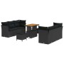 Conjunto de sofá de jardín 9 pcs Negro ratán sintético