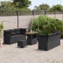Conjunto de sofá de jardín 9 pcs Negro ratán sintético