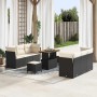 Conjunto de sofá de jardín 9 pcs Negro ratán sintético