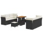 Conjunto de sofá de jardín 9 pcs Negro ratán sintético