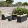 Conjunto de sofá de jardín 9 pcs Negro ratán sintético