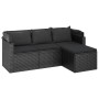 3-Sitzer-Gartensofa mit Markise und schwarzem synthetischem Rattanhocker von vidaXL, Outdoor-Sofas - Ref: Foro24-362334, Prei...