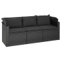 3-Sitzer-Gartensofa mit Markise und schwarzem synthetischem Rattanhocker von vidaXL, Outdoor-Sofas - Ref: Foro24-362334, Prei...
