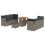 Conjunto de sofá de jardín 9 pcs Gris ratán sintético
