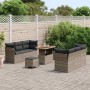 Conjunto de sofá de jardín 9 pcs Gris ratán sintético