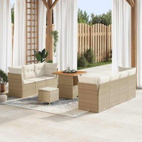 Conjunto de sofá de jardín 10 pcs Beige ratán sintético Conjunto de sofá de jardín 10 pcs Beige ratán sintético