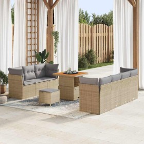 Conjunto de sofá de jardín 10 pcs Beige ratán sintético