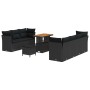 Conjunto de sofá de jardín 10 pcs Negro ratán sintético