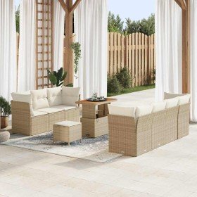 Conjunto de sofá de jardín 10 pcs Beige ratán sintético Conjunto de sofá de jardín 10 pcs Beige ratán sintético