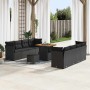 Conjunto de sofá de jardín 11 pcs Negro ratán sintético