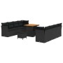Conjunto de sofá de jardín 11 pcs Negro ratán sintético