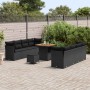 Conjunto de sofá de jardín 11 pcs Negro ratán sintético