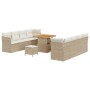Conjunto de sofá de jardín 11 pcs Beige ratán sintético