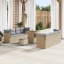Conjunto de sofá de jardín 11 pcs Beige ratán sintético