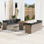 Conjunto de sofá de jardín 11 pcs Gris ratán sintético