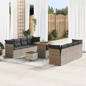 Conjunto de sofá de jardín 11 pcs Gris ratán sintético