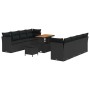 Conjunto de sofá de jardín 11 pcs Negro ratán sintético