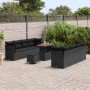 Conjunto de sofá de jardín 11 pcs Negro ratán sintético