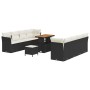Conjunto de sofá de jardín 11 pcs Negro ratán sintético