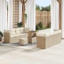 Conjunto de sofá de jardín 11 pcs Beige ratán sintético