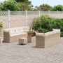Conjunto de sofá de jardín 11 pcs Beige ratán sintético