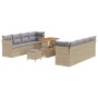 Conjunto de sofá de jardín 11 pcs Beige ratán sintético