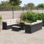 Conjunto de sofá de jardín 11 pcs Negro ratán sintético