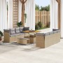 Conjunto de sofá de jardín 11 pcs Beige ratán sintético