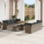 Conjunto de sofá de jardín 11 pcs Gris ratán sintético
