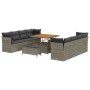 Conjunto de sofá de jardín 11 pcs Gris ratán sintético