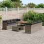 Conjunto de sofá de jardín 11 pcs Gris ratán sintético