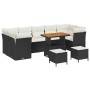 Conjunto de sofá de jardín 10 pcs Negro ratán sintético
