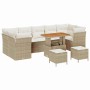 Conjunto de sofá de jardín 10 pcs Beige ratán sintético