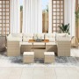 Conjunto de sofá de jardín 10 pcs Beige ratán sintético