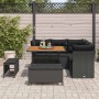 Conjunto de sofá de jardín 8 pcs Negro ratán sintético
