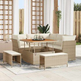 Conjunto de sofá de jardín 8 pcs Beige ratán sintético