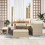 Conjunto de sofá de jardín 8 pcs Beige ratán sintético