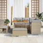 Conjunto de sofá de jardín 8 pcs Beige ratán sintético