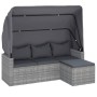 3-seater garden sofa with awning and gray synthetic rattan stool by vidaXL, Outdoor sofas - Ref: Foro24-362335, Price: 323,25...