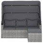 3-Sitzer-Gartensofa mit Markise und grauem synthetischem Rattanhocker von vidaXL, Outdoor-Sofas - Ref: Foro24-362335, Preis: ...