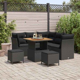 Conjunto de sofá de jardín 8 pcs Negro ratán sintético Conjunto de sofá de jardín 8 pcs Negro ratán sintético