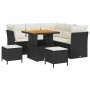 Conjunto de sofá de jardín 8 pcs Negro ratán sintético