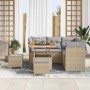 Conjunto de sofá de jardín 8 pcs Beige ratán sintético